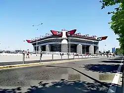 View of the Giuseppe Meazza "San Siro" stadium from Via Harar.