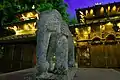 Stone elephant at the entrance of the pagoda