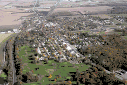 New Carlisle from the air, looking East