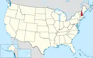 Map of the United States with New Hampshire highlighted