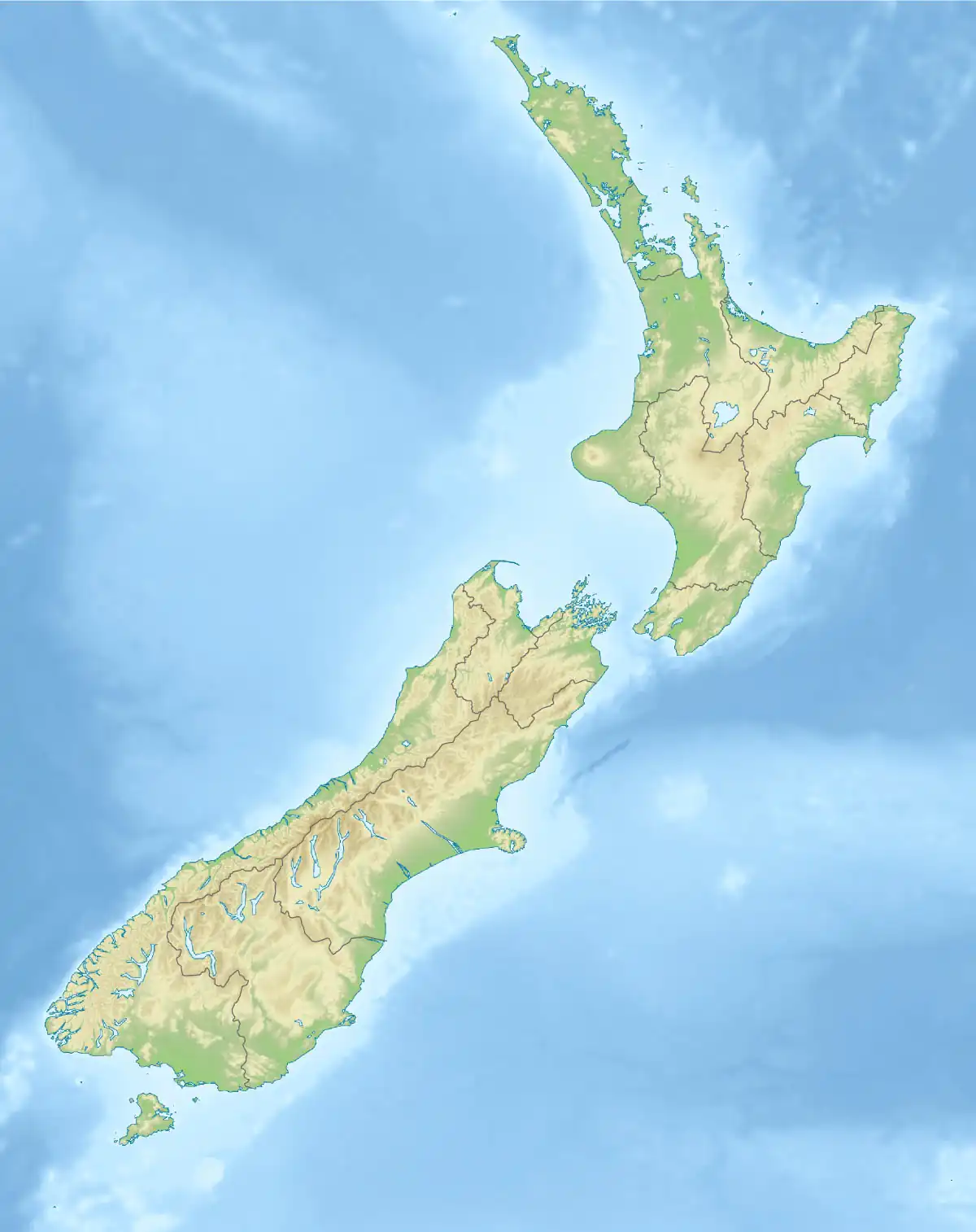 Map of New Zealand with marker in bay of northern island