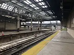 Footbridge and station hall site seen from Track 5