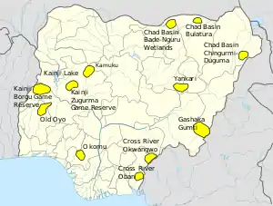 map showing national parks in Nigeria