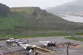 Overlooking the launch site at the former Fort Barry with Fort Cronkhite visible across Rodeo Lagoon