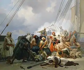 Barbary corsairs in action, by Niels Simonsen (1844)