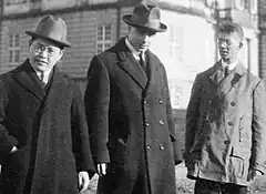 Yoshio Nishina,Thomas and Friedrich Hund in Copenhagen in 1926