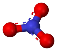 Ball-and-stick model of the nitrate ion