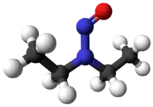 Ball-and-stick model of nitrosodiethylamine