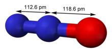 Ball-and-stick model with bond lengths