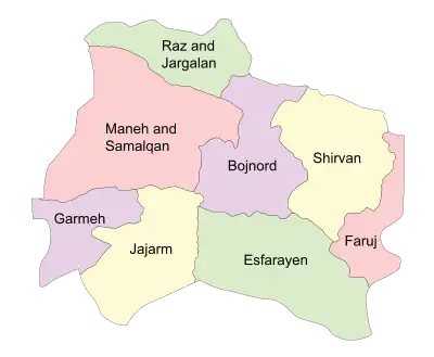 Counties of North Khorasan Province