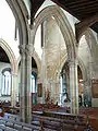 Interior of All Saints' Church; view from north aisle looking southwest towards font