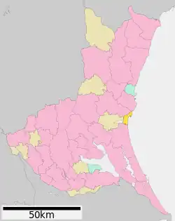 Location of Ōarai in Ibaraki Prefecture