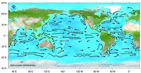 Image 70Major ocean surface currents (from Pelagic fish)