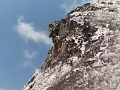 The Old Man of the Mountain granite formation in New Hampshire's White Mountains.