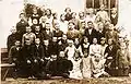 School photo of 1936. Teachers: Leon Sowa (left), A. Gralak (right), Kazimiera Sowa (below).