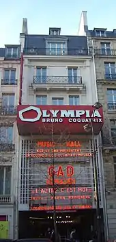 Olympia's facade with "Bruno Coquatrix" in the official name, 2005.