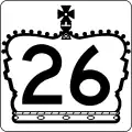 Marker on guide signs for primary/400-series highway in the shape of a crown silhouette