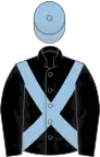 Black, light blue cross-belts and cap