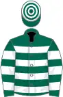 Dark green, white hoops