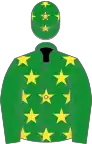 Green, yellow stars on body and cap