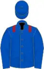 Royal blue, maroon epaulettes, royal blue cap