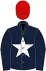 Dark blue, white star, red cap