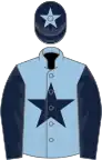 Light blue, dark blue star and sleeves, dark blue cap, light blue star