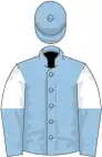 Light blue, white and light blue halved sleeves