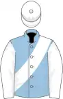 Light blue, white sash, sleeves and cap