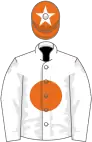 White, orange disc, orange cap, white star