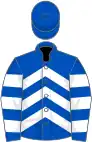 Royal blue, white chevrons, hooped sleeves