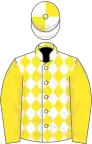 WHITE and YELLOW DIAMONDS, yellow sleeves, quartered cap