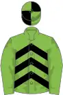 Light green, black chevrons, green sleeves, quartered cap