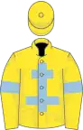 Yellow, light blue cross of lorraine and armlets