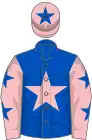 Royal blue, pink star, pink sleeves, royal blue stars, pink cap, royal blue star