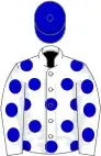 White, Blue spots and cap