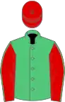 Emerald Green, Red sleeves, Emerald Green seams, Red cap