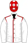 White, red seams on body, red cap, white spots