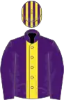 Purple, yellow stripe, striped cap