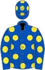 Royal blue, yellow spots