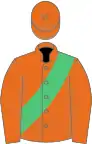 Orange, emerald green sash