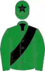 Green, black sash and star on cap