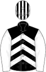 BLACK and WHITE CHEVRONS, white sleeves, striped cap