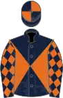 Dark Blue and Orange diabolo, diamonds on sleeves, quartered cap