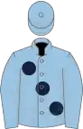 Light blue, large dark blue spots