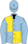 Light blue and yellow (quartered), light blue sleeves and cap