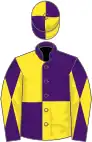 Purple and yellow (quartered), diabolo on sleeves, yellow and purple quartered cap