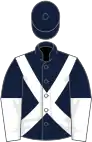 Dark blue, white cross belts, halved sleeves