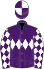 Purple, white triple diamond, diamonds on sleeves, quartered cap