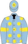 Light blue, yellow spots, armlets and diamond on cap